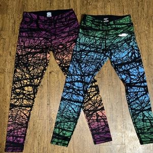 COOLOMG Women Printed Compression Yoga Leggings (X2)